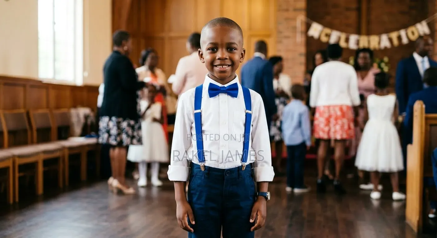 Royal Blue Suspender,bowtie and Shirt.
