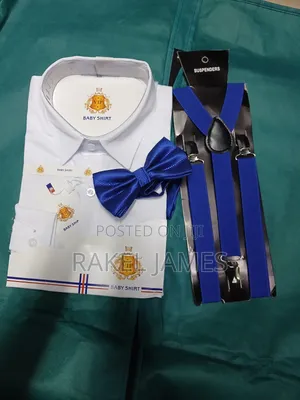 Royal Blue Suspender,bowtie and Shirt.