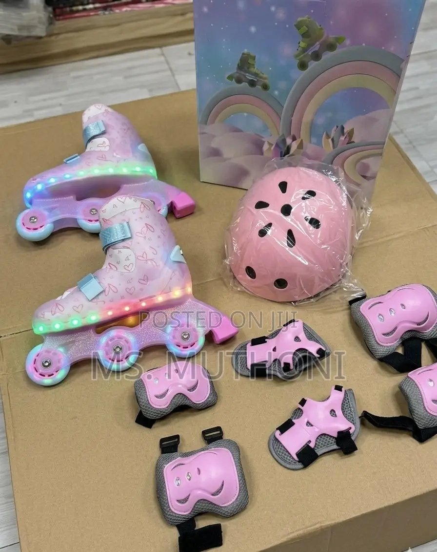 Beginner 3-Wheel Unicorn Training Skates With Protective Gear Full Kit