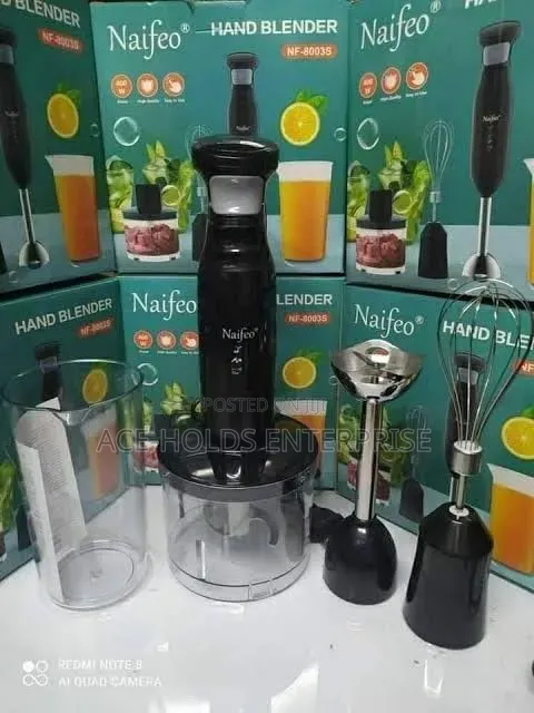 4 in 1 Naifeo Hand Blender With Jar, Chopper, Whisker Crusher