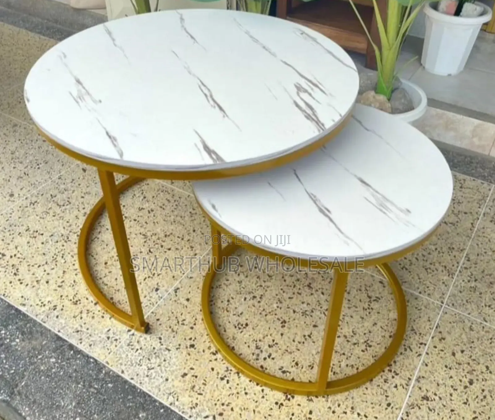 WHITE Nesting Coffee Table Marble Effect (MDF)