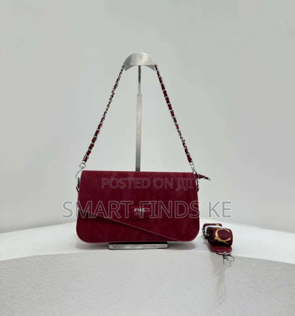 Elegant Deep Burgundy Crossbody Bag With Dual Straps (New)
