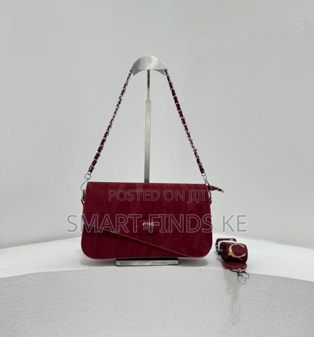 Elegant Deep Burgundy Crossbody Bag With Dual Straps (New)