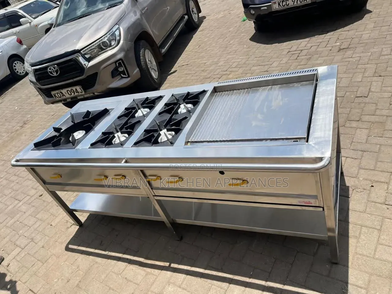 Commercial Combined Range Cooker – Five Burner With Gas Griddle