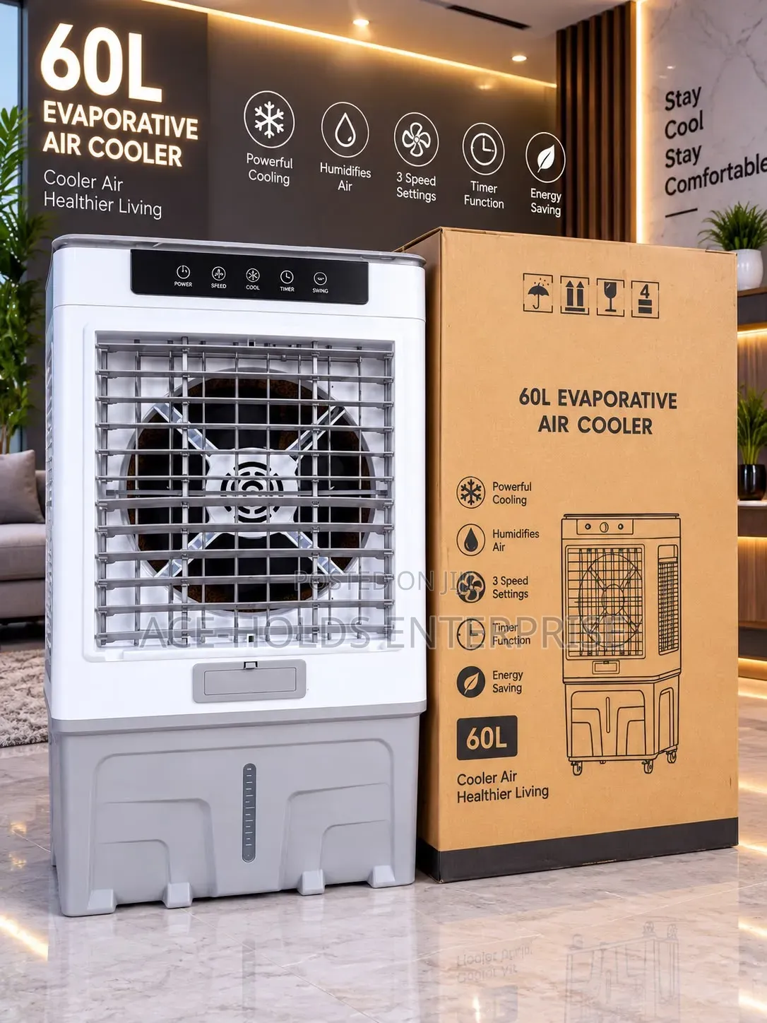 Starworth 60 Litres Evaporative Air Cooler - 3 Speeds
