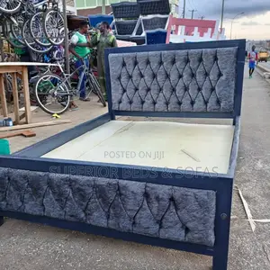 5x6 Grey Diamond Tufted Mocket Bed + Free Delivery
