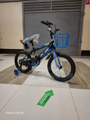 OM BMX Kids Bicycle With Training Wheels Front Basket Size 16