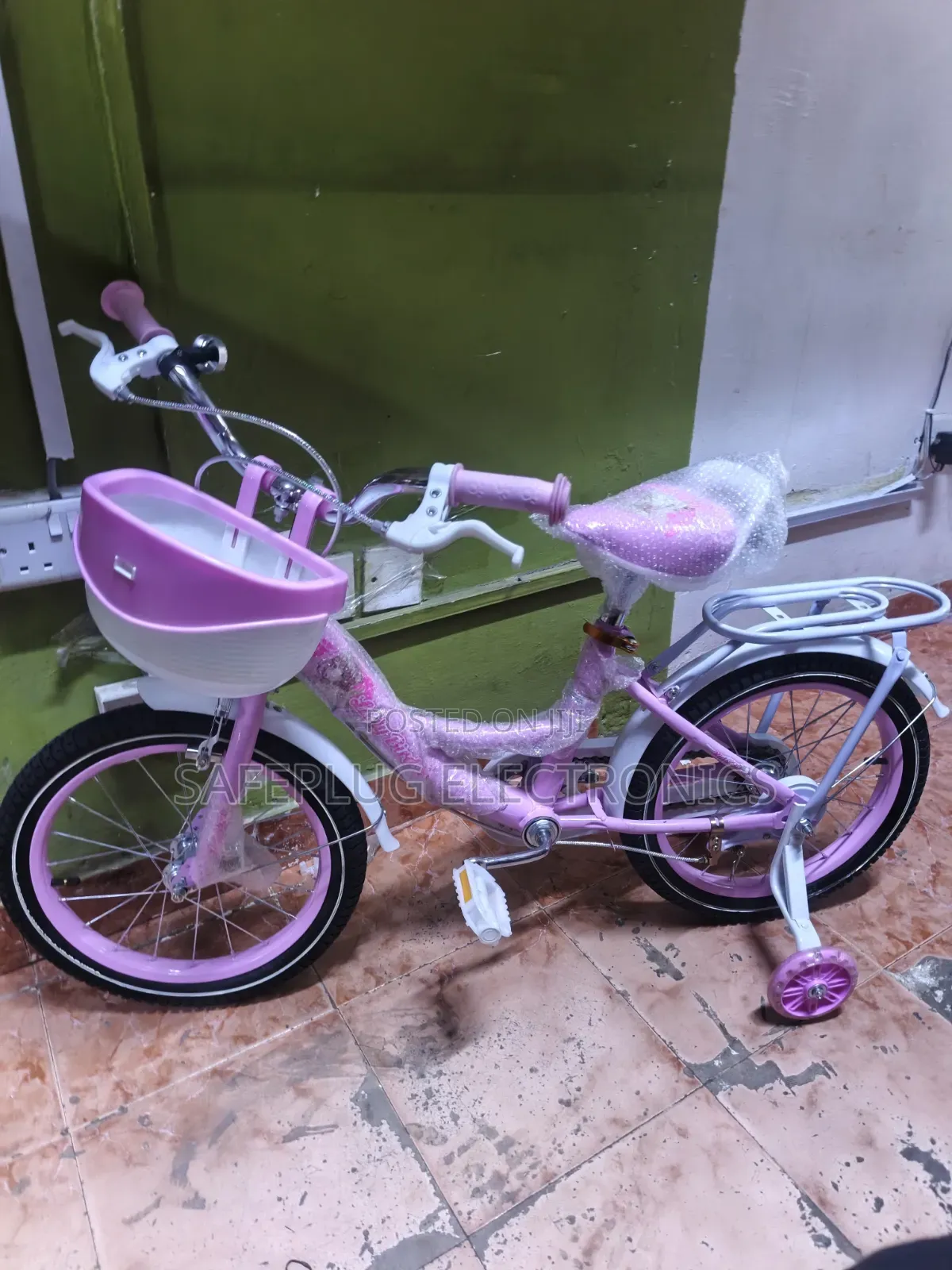 Pink Lady Bird Size 16 Kids Bike With Support Wheels