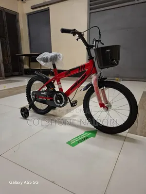 OMBMK Kids’ Bicycle With Training Wheels and Front Basket Size 16