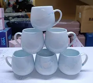 Elegant Marble Ceramic Mugs – Set of 6