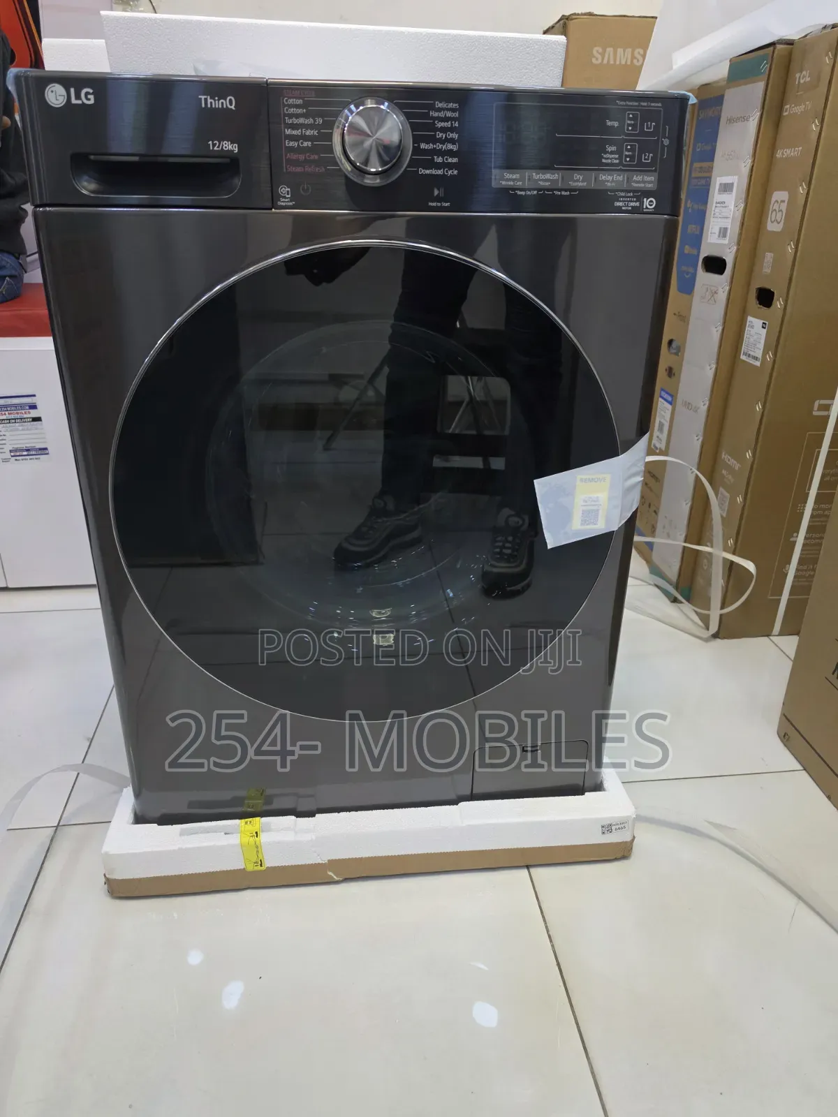 LG 12/8kg F4V9BDP2EE Front Load Washer Dryer- Black