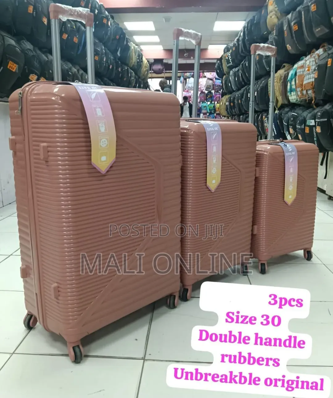 3 PCs Durable Double Handle Rolling Suitcase