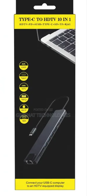 TYPE-C to HDTV 10 in 1 USB-C 1000W Power Delivery Hub Dock