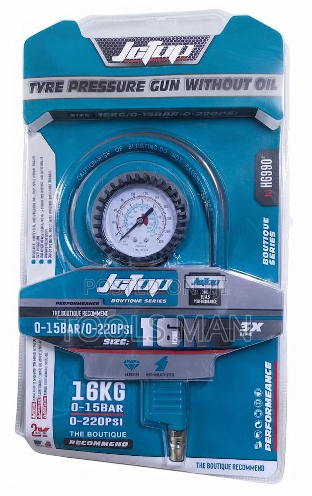Jctop Tyre Pressure Gun Without Oil.15 Bar/0-220 PSI Mechanical Gauge
