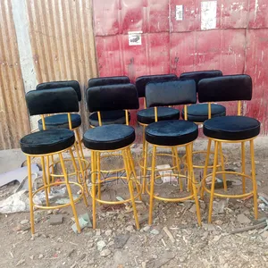 Velvet Black Stools With Power Coating Finish