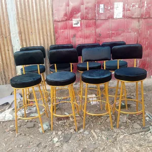 Velvet Black Stools With Power Coating Finish