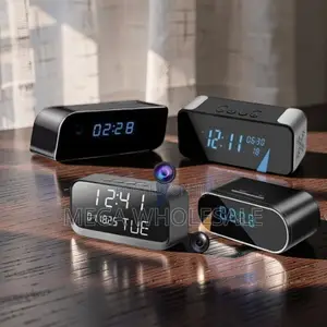 Compact Home Recorder WiFi Alarm Table Clock Hidden Spy Camera