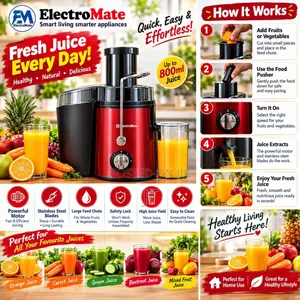 ElectroMate JM01R 800W Juice Extractor