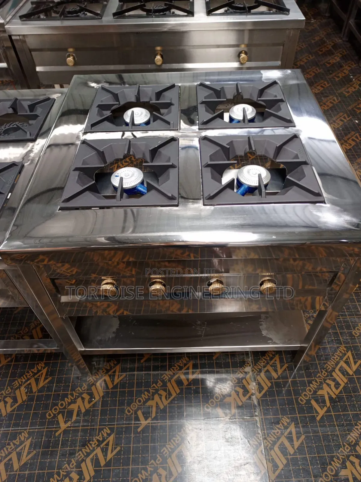 Stainless Steel Commercial Four Burner Gas Cooker Size 900mm by 600mm