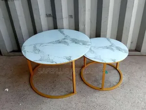 Stylish White Marble Glass-Effect Nesting Coffee Table Set