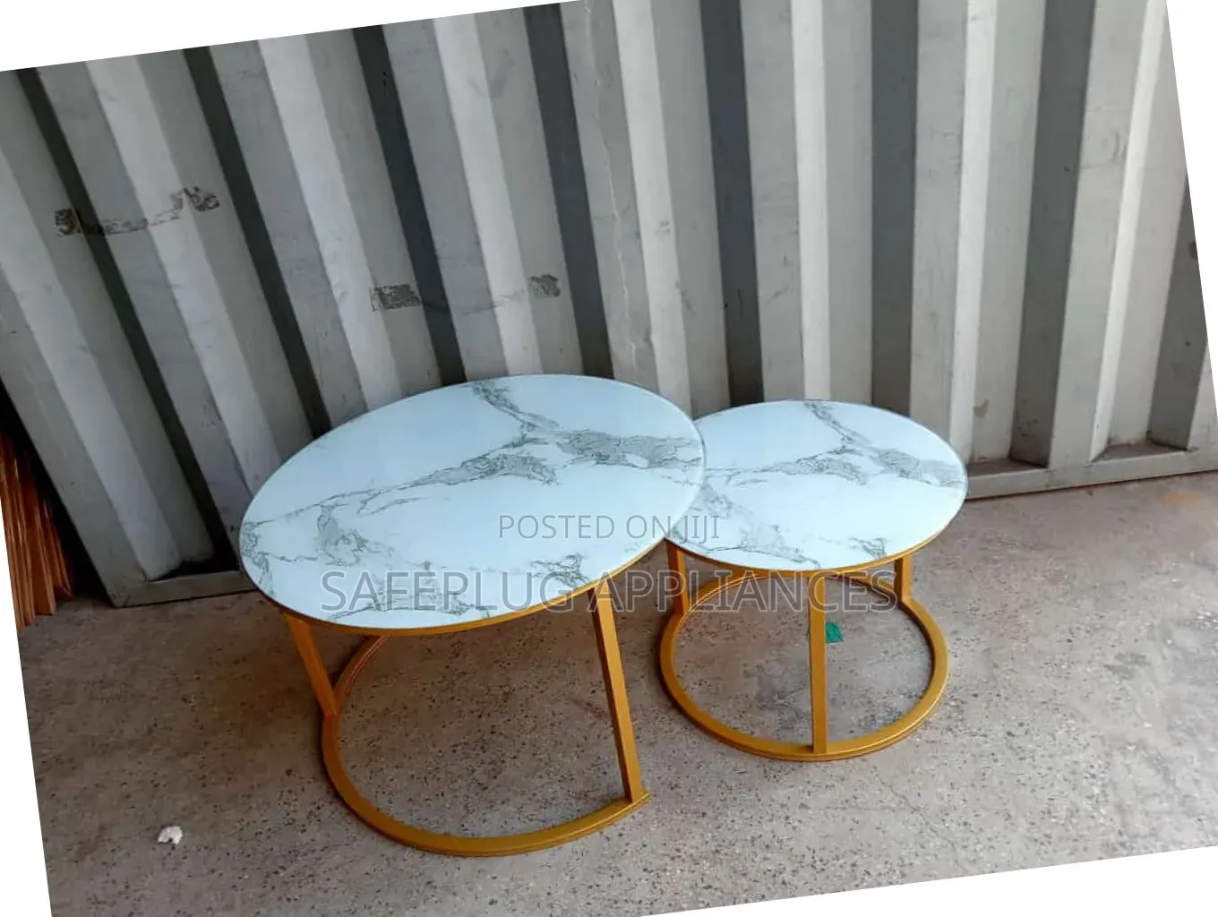 Stylish White Marble Glass-Effect Nesting Coffee Table Set