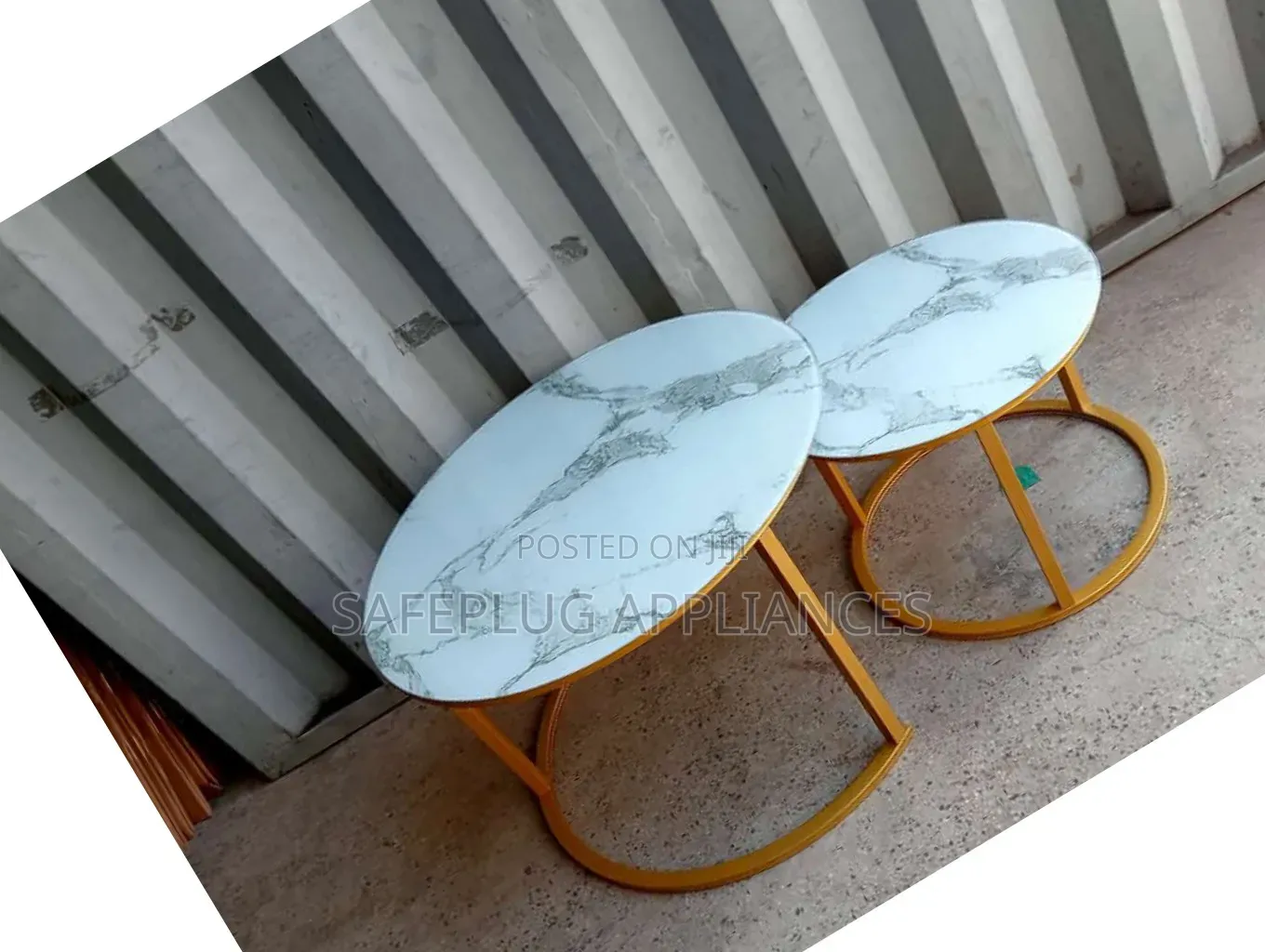 Modern 2-Piece White Marble Nesting Coffee Tables | Glass Effect