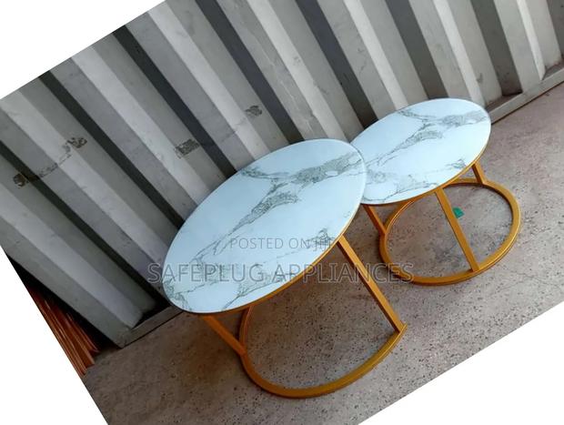 Modern 2-Piece White Marble Nesting Coffee Tables | Glass Effect - thumbnail 2