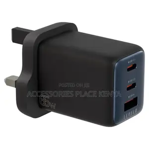 Levelo Vero 65W GaN UK Adapter With Double Type-C Single USB-A Ports