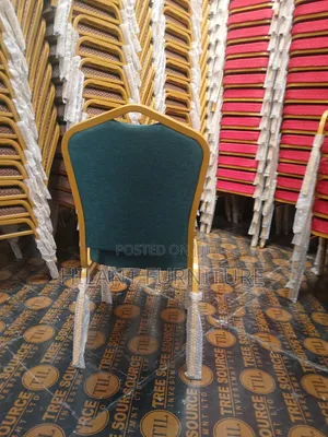 Elegant Gold Frame Banquet Chair – Teal Fabric