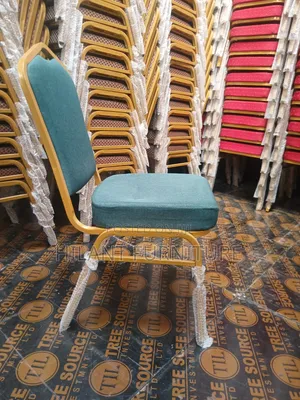 Elegant Gold Frame Banquet Chair – Teal Fabric