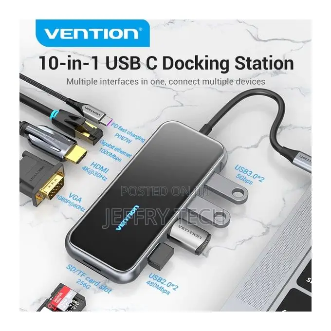 Vention USB C Multi-Function 10 in 1 Docking Station USB-C to HDMI/ VG