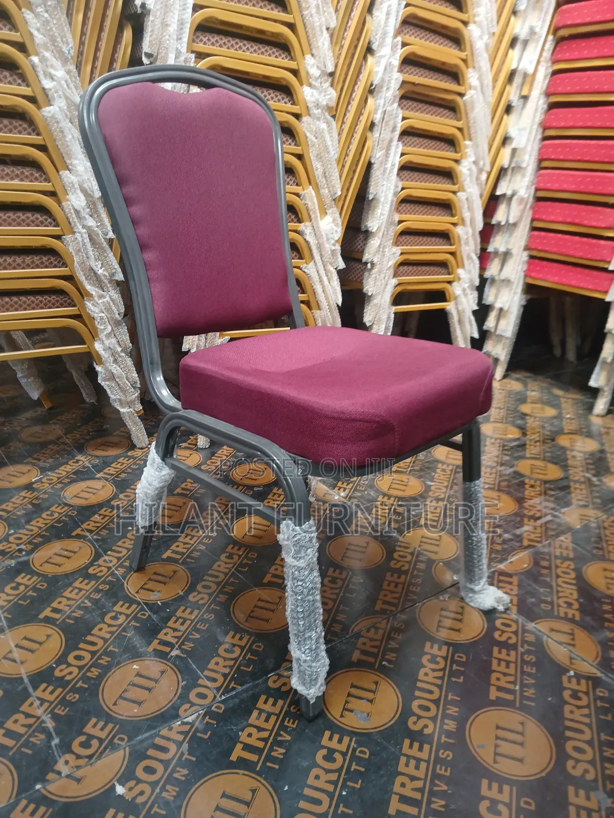 Maroon Fabric Heavy-Duty Conference Banquet Chair