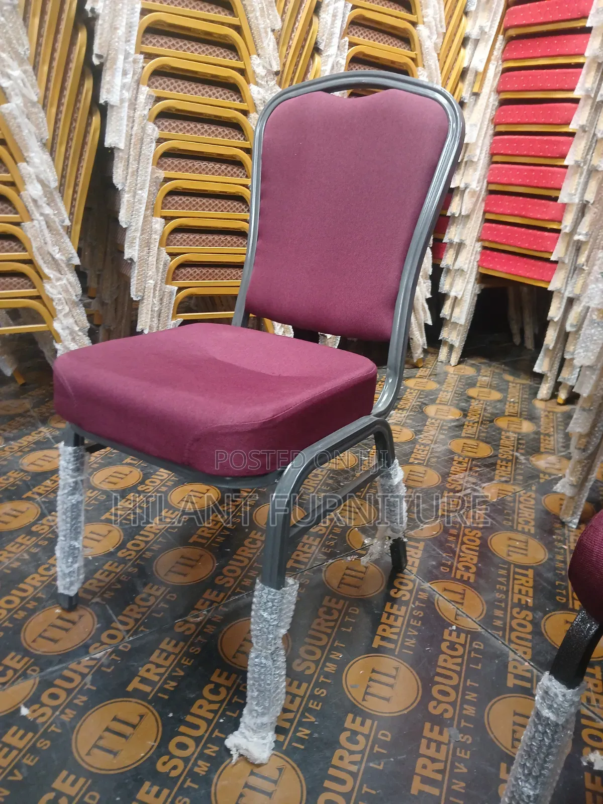 Maroon Fabric Heavy-Duty Conference Banquet Chair