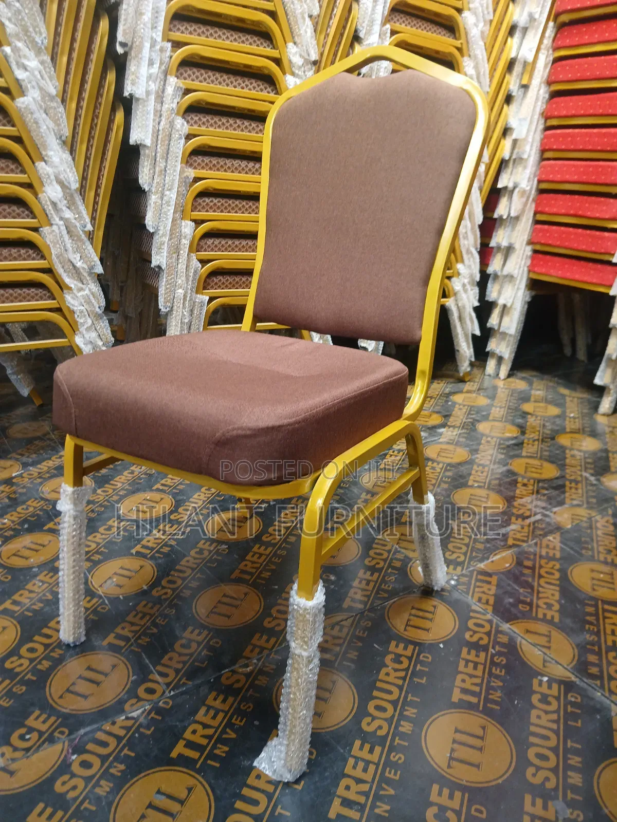 Brown Fabric Heavy-Duty Conference Banquet Chair