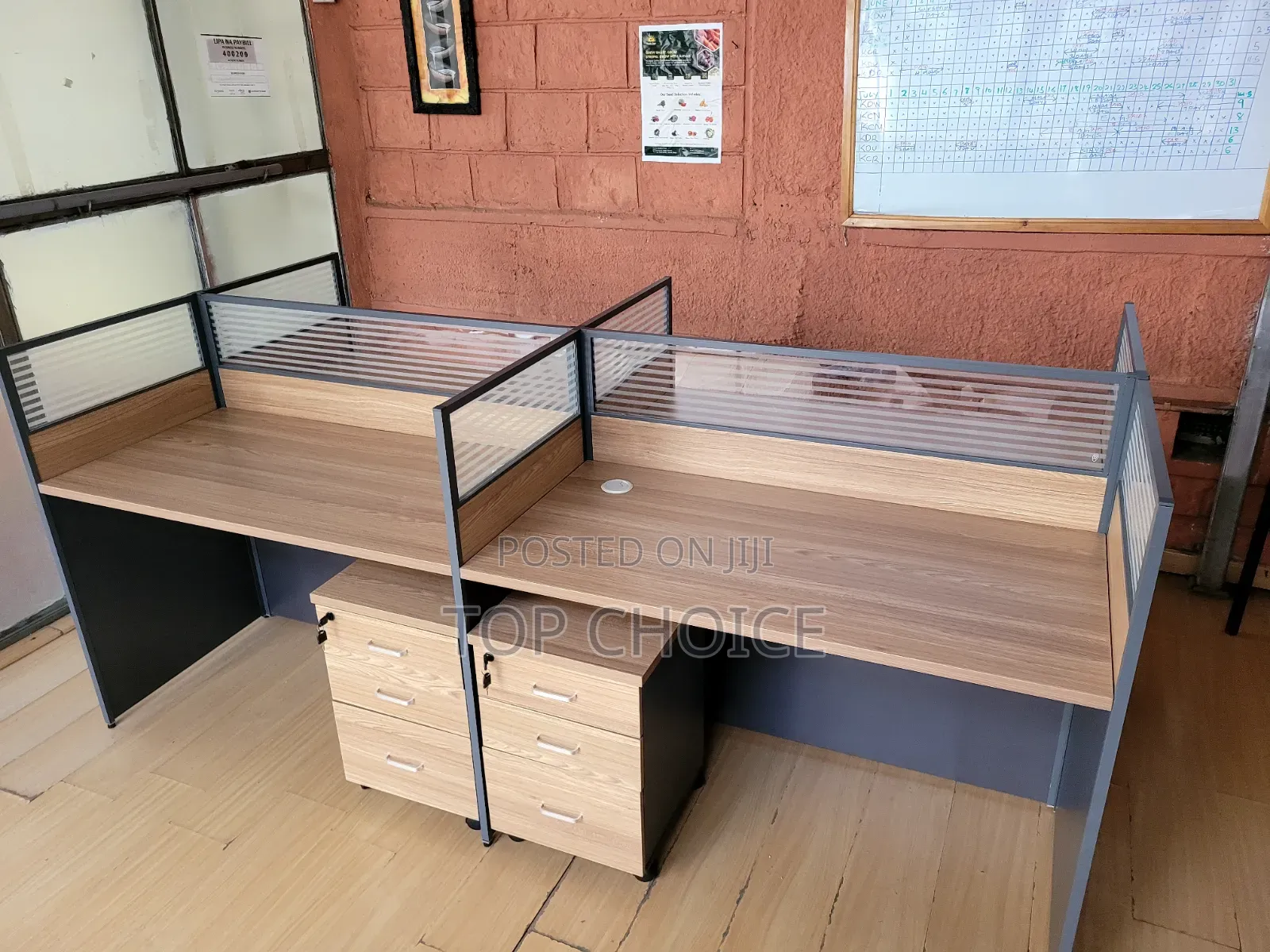 4 Way Workstations Brown Table