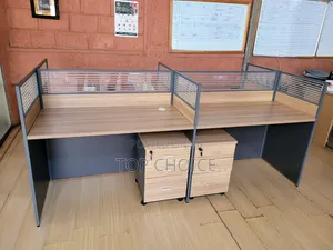 4 Way Workstations Brown Table