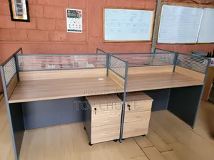 4 Way Workstations Brown Table