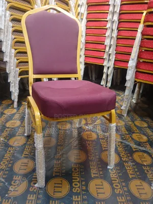 Maroon and Gold Fabric Heavy-Duty Conference Banquet Chair