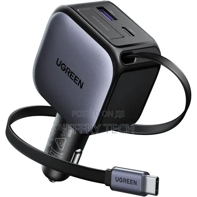 Ugreen 60W Car Charger Type C 3-Device Fast Charging With 70cm Ret