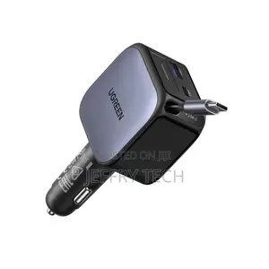 Ugreen 60W Car Charger Type C 3-Device Fast Charging With 70cm Ret