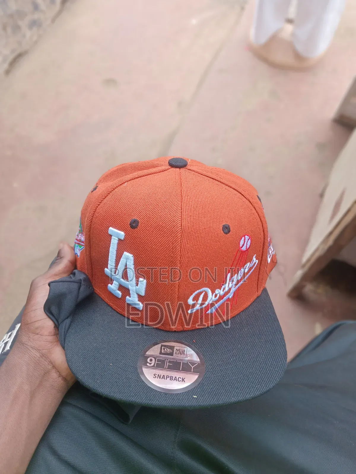 New Era Dodgers Orange Black Snapback 
