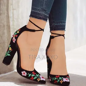 Black Floral Heels