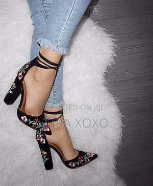 Black Floral Heels