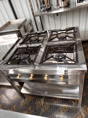 A Stainless Steel Commercial 4-Burner Gas Cooker Dimensions 90cm Long