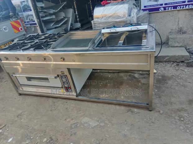 4-Burner+grindle+ Double Fryers Locally Made+oven