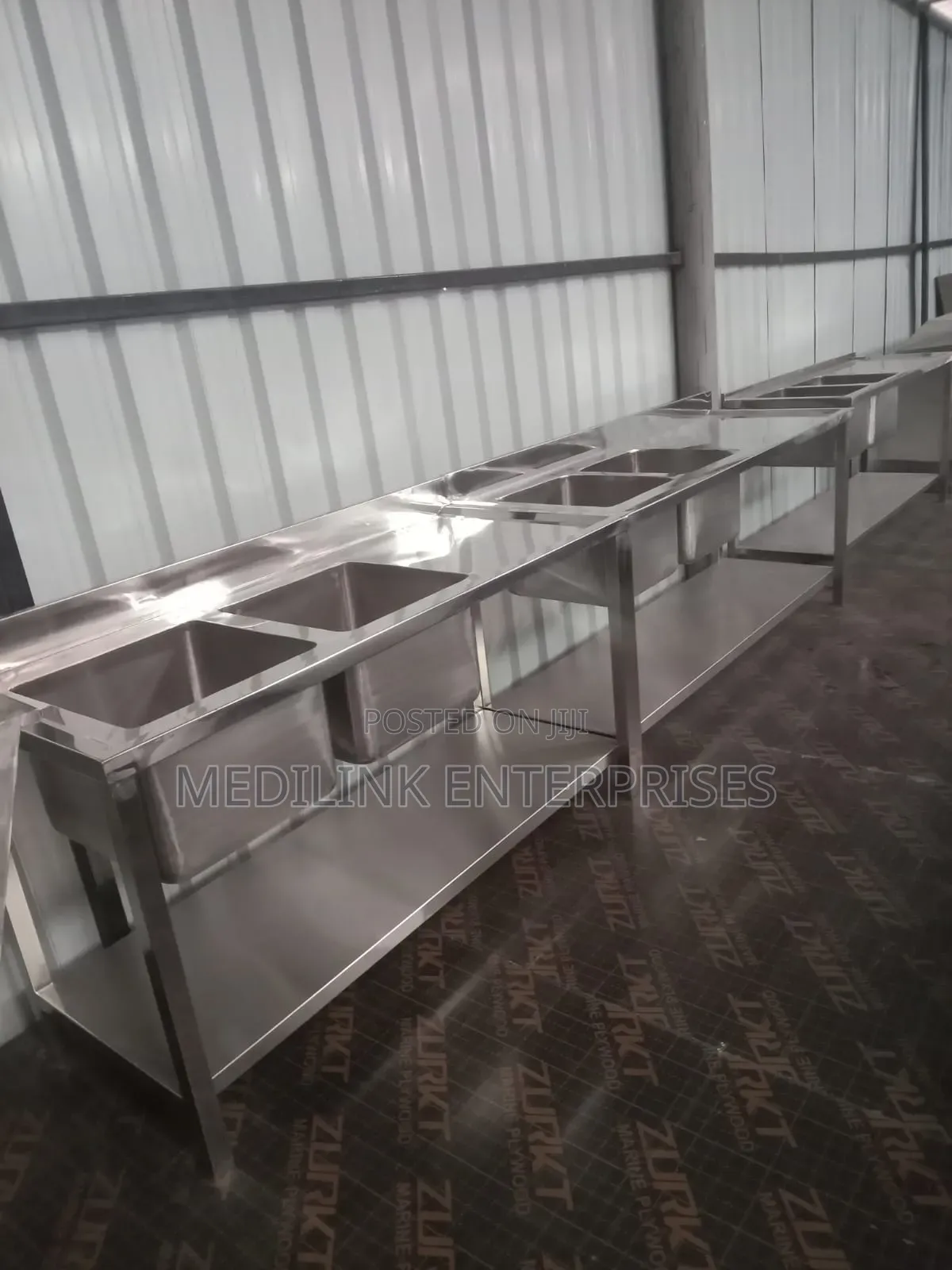 Stainless Customized Double Sinks 180cm