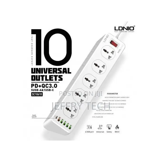 LDNIO Universal 10 Port + 1PD + 1QC + 4 USB SOCKET EU/US/UK