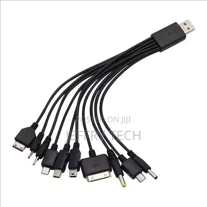 Universal USB to Multi Plug Cell Phone Charger Cable 10 to 1 USB Cable