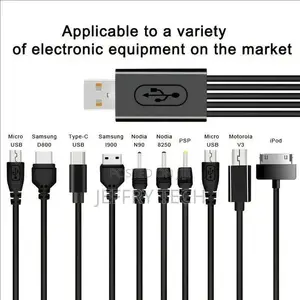 Universal USB to Multi Plug Cell Phone Charger Cable 10 to 1 USB Cable