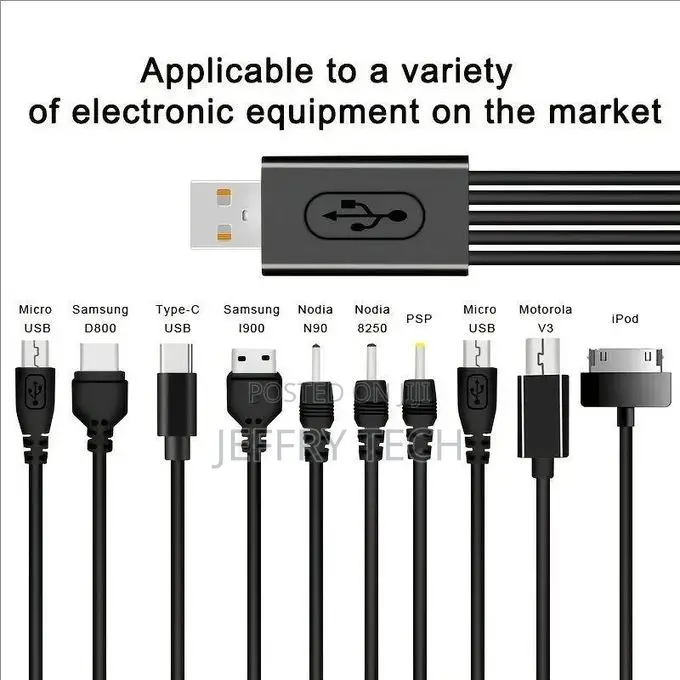 Universal USB to Multi Plug Cell Phone Charger Cable 10 to 1 USB Cable